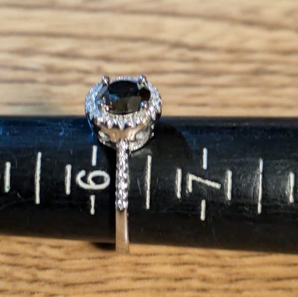 1 Ct Dark Green Moissanite Halo 925 Sterling Silver Ring Size 6 - Picture 4 of 5